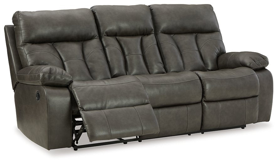 Willamen Reclining Sofa with Drop Down Table - The Warehouse Mattresses, Furniture, & More (West Jordan,UT)