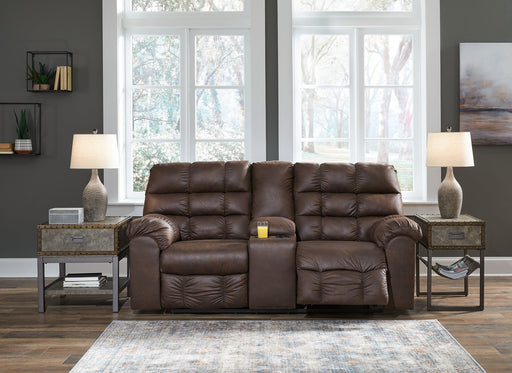 Derwin Reclining Loveseat with Console - The Warehouse Mattresses, Furniture, & More (West Jordan,UT)