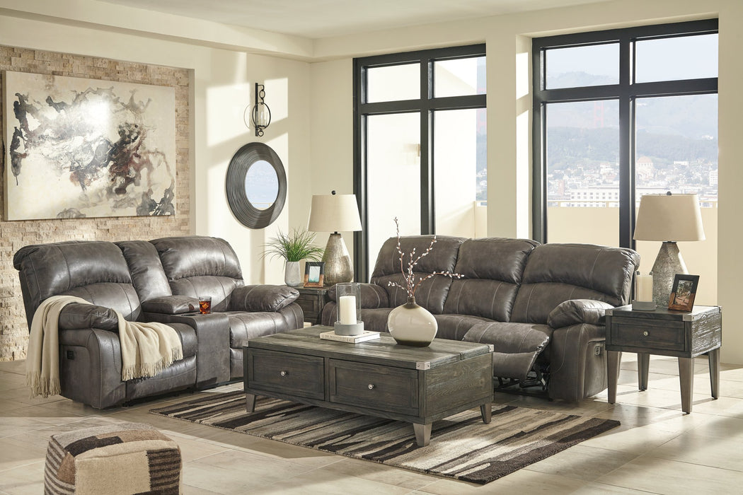 Dunwell Power Reclining Loveseat with Console - The Warehouse Mattresses, Furniture, & More (West Jordan,UT)