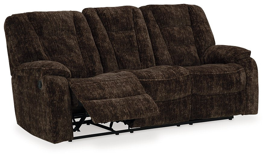 Soundwave Reclining Sofa with Drop Down Table - The Warehouse Mattresses, Furniture, & More (West Jordan,UT)