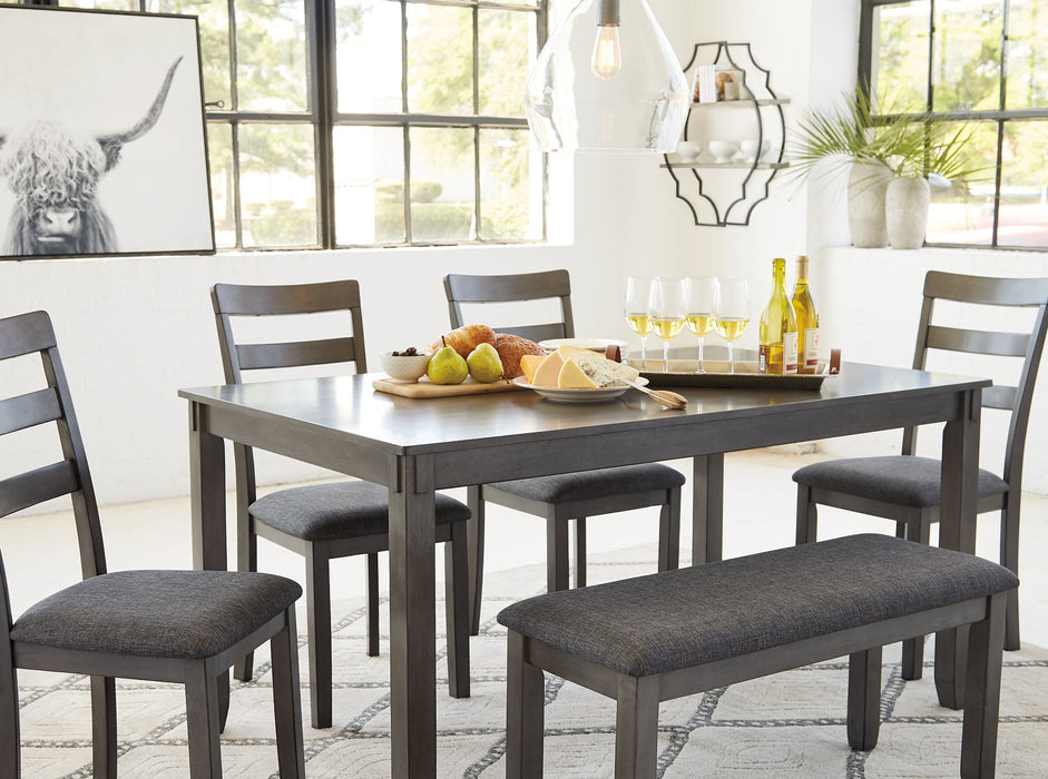 Bridson Dining Table and Chairs with Bench (Set of 6) - The Warehouse Mattresses, Furniture, & More (West Jordan,UT)