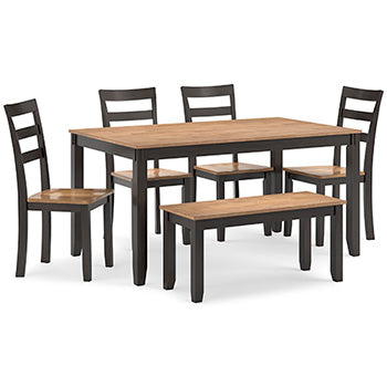 Gesthaven Dining Table with 4 Chairs and Bench (Set of 6) - The Warehouse Mattresses, Furniture, & More (West Jordan,UT)