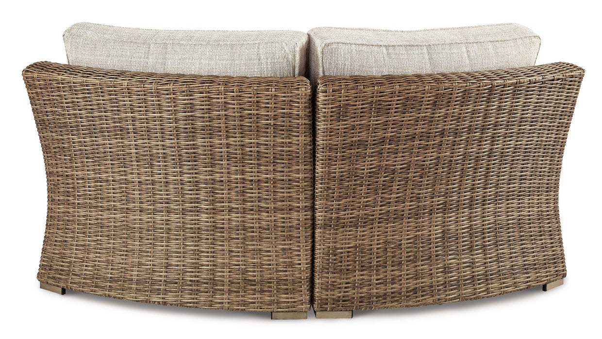 Beachcroft Outdoor Curved Corner Chair with Cushion - The Warehouse Mattresses, Furniture, & More (West Jordan,UT)